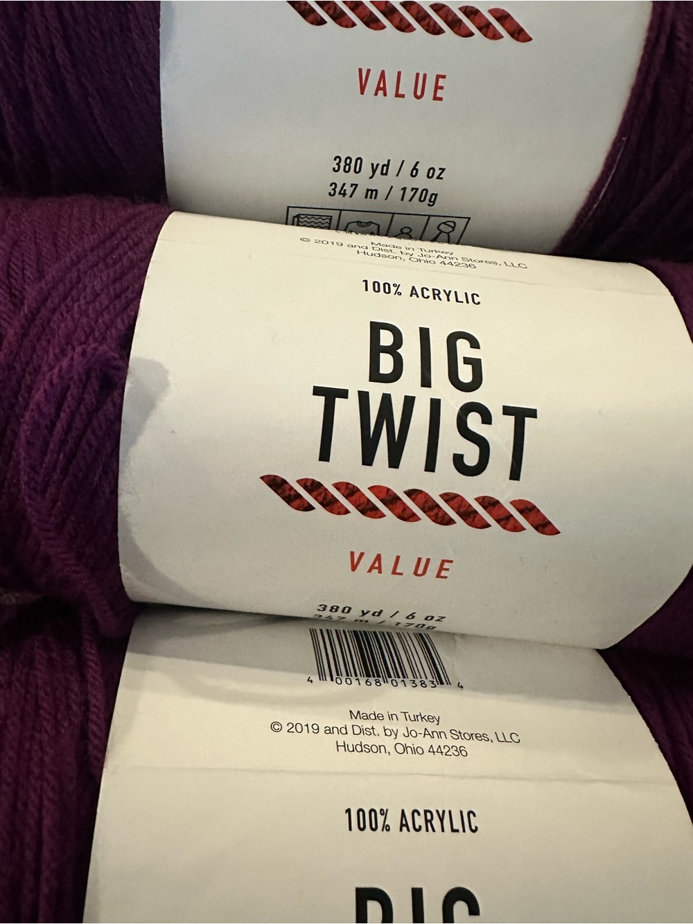 Big Twist Value Worsted Yarn Purple Color - 3 Skeins, Two Samw Dye Lot - Picture 2 of 5